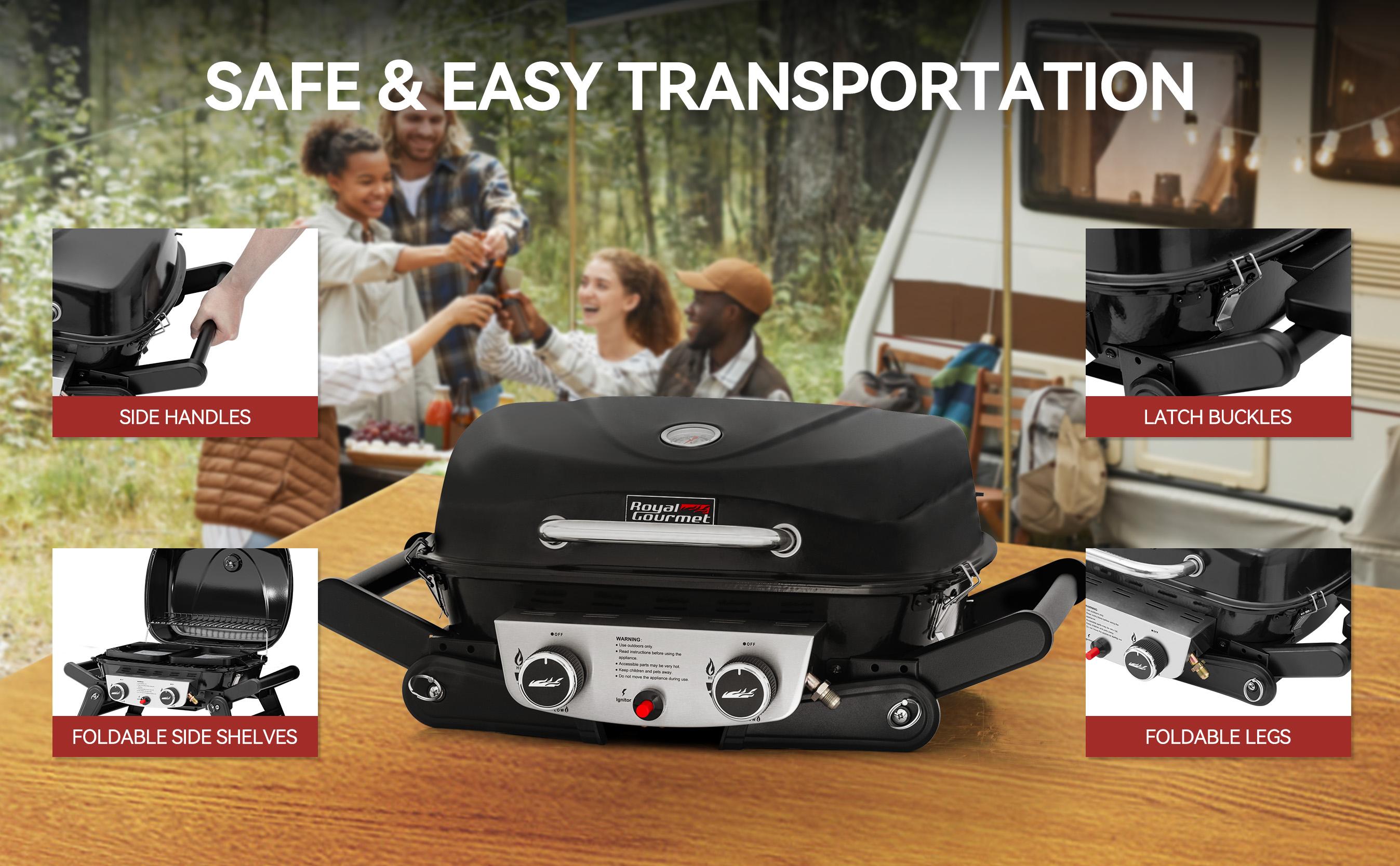 Royal Gourmet 2-Burner Portable Propane Gas Grill, Tabletop Gas Grill for Outdoor Cooking & Grilling with Foldable Side Tables barbecuegrill