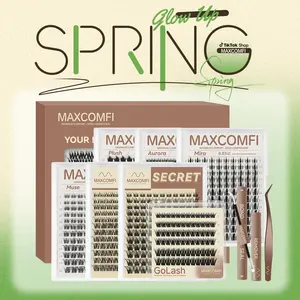 Limited-Time Deal | MaxComfi Pro DIY Lash Cluster's Set | Waterproof, Long-Lasting, Venus Velure Fairy Viva Flaunt Flora Secret Style Natural to Voluminous & Anime Lashes for Beginners & Pros