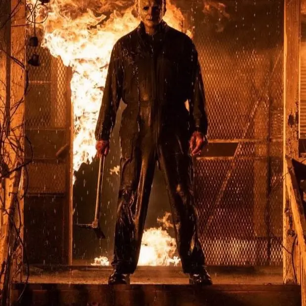 Michael Myers burning it down 12” x 18” metal sign with pre drilled holes Decor Decoration Wall Halloween