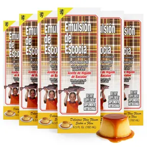 Emulsión de Escocia Cod Liver Oil for Kids, Flan Flavor, Omega-3 with Vitamins D & E, Immune & Bone Support, 6.5 fl oz (6-Pack), Health, Dietary