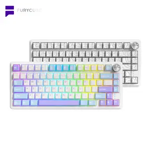 ZIFRIEND&FURYCUBE RX75 PRO Wireless Mechanical Creamy Keyboard,Tri-Mode Type-C/2.4G/Bluetooth  Music Rhythm Sync RGB Backlight Keyboard,Multimode Gaming Keyboard for Gaming, Office, Career Women,Multimedia Roller Key