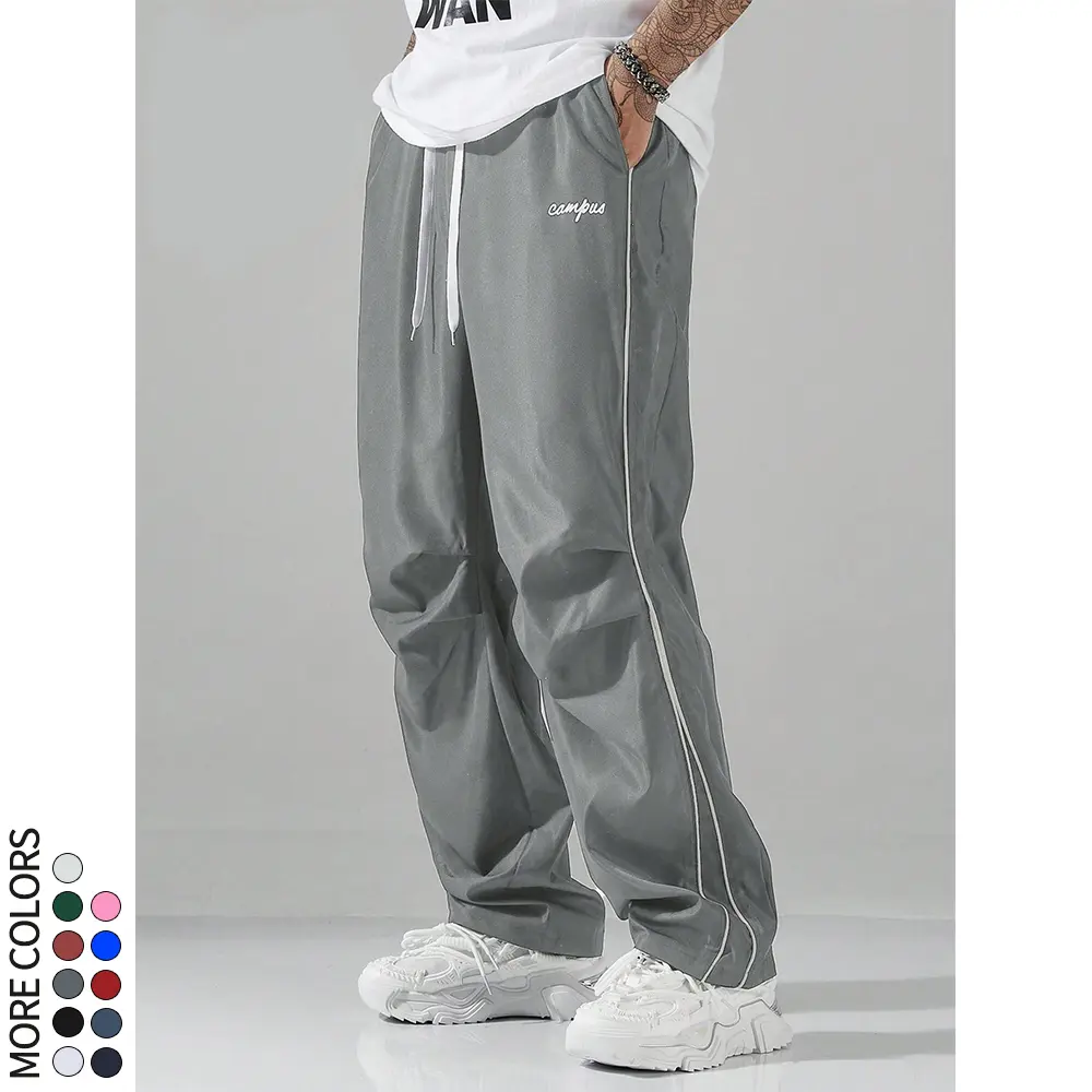 Men's Streetwear Functional Joggers - Mens Clothing, Loose Fit, Slimming, Drawstring Waist, Side Contrast Stripes, Versatile Casual Long Joggers Men's Pants