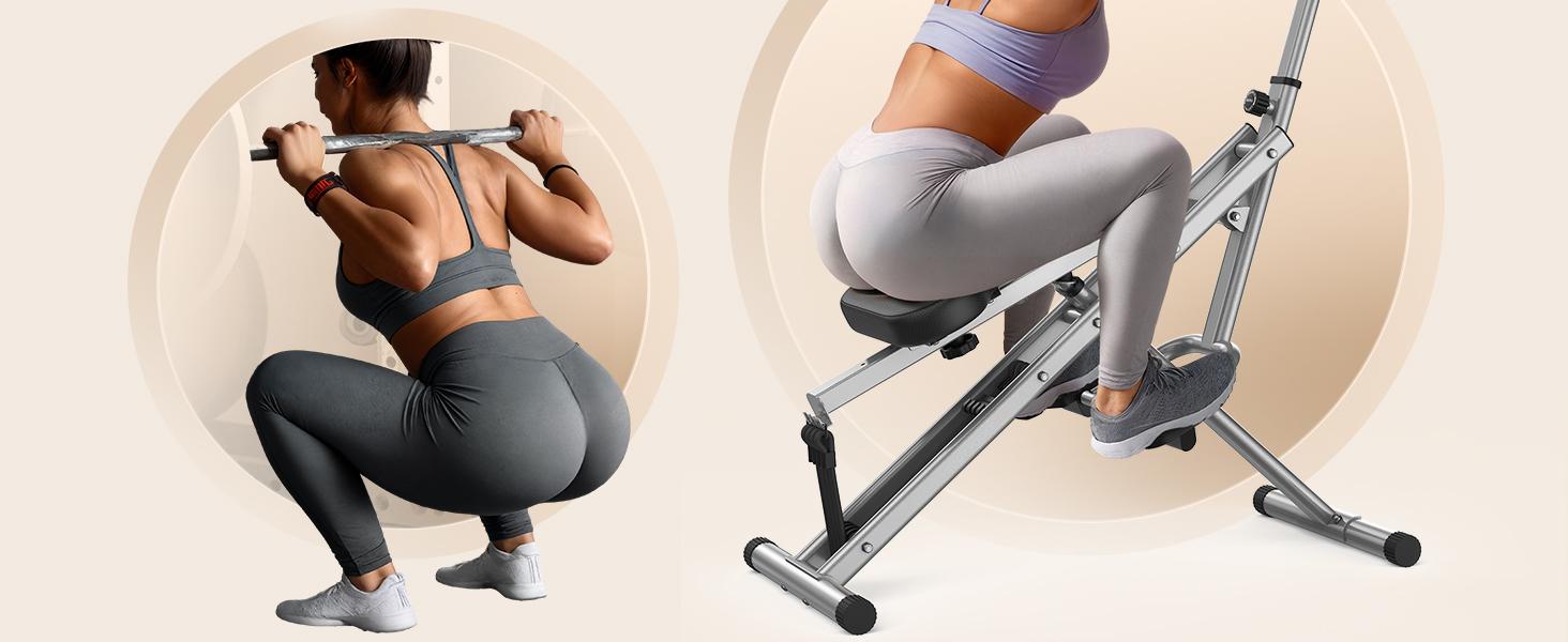 SPORTSROYALS Squat Machine for Home,Rodeo Core Exercise Machine,330lbs Foldable,Adjustable 4 Resistance Bands,Ride & Rowing Machine for Botty Glutes Butt Thighs,Ab Back/Leg Press Hip Thrust