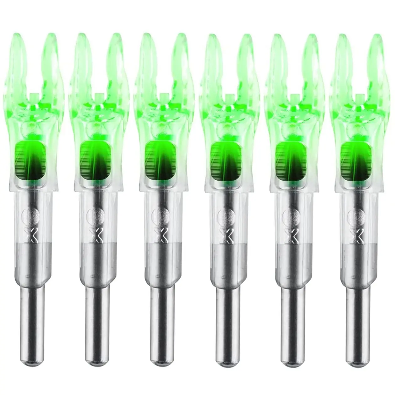 High-Visibility Mixed-Color LED Lighted Nocks for Arrows and Crossbows, Durable Multi-Size Archery Kit Fits .204-.246 & .285-.305 Shafts with Bushings for Hunting and Target Practice, .300 Multi-Color Crossbow Nocks, 4 Sizes, Fits Various