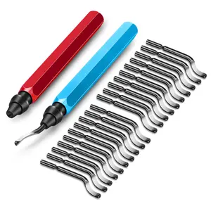 2Pcs Deburring Tool with 20pcs HSS Blades - Handheld Burr Removal Reamer Tool,Chamfering Trimming Tool for Resin,PVC Pipes,Plastic,3D Printing