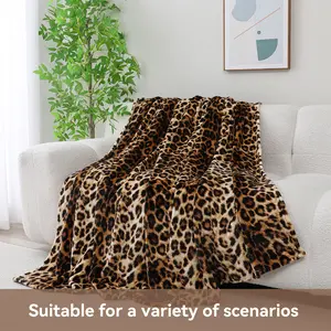 Premium Leopard Print Blanket Thickening  And No Shedding Machine Washable Suitable For Rental Property Sofa Living Room Decoration And Office  Summer Air Conditioning Blanket