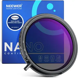 NEEWER 67mm 2-in-1 True Color Variable ND2-ND32 & CPL Filter, Adjustable Neutral Density & Circular Polarizer Lens Filter for Photography & Video