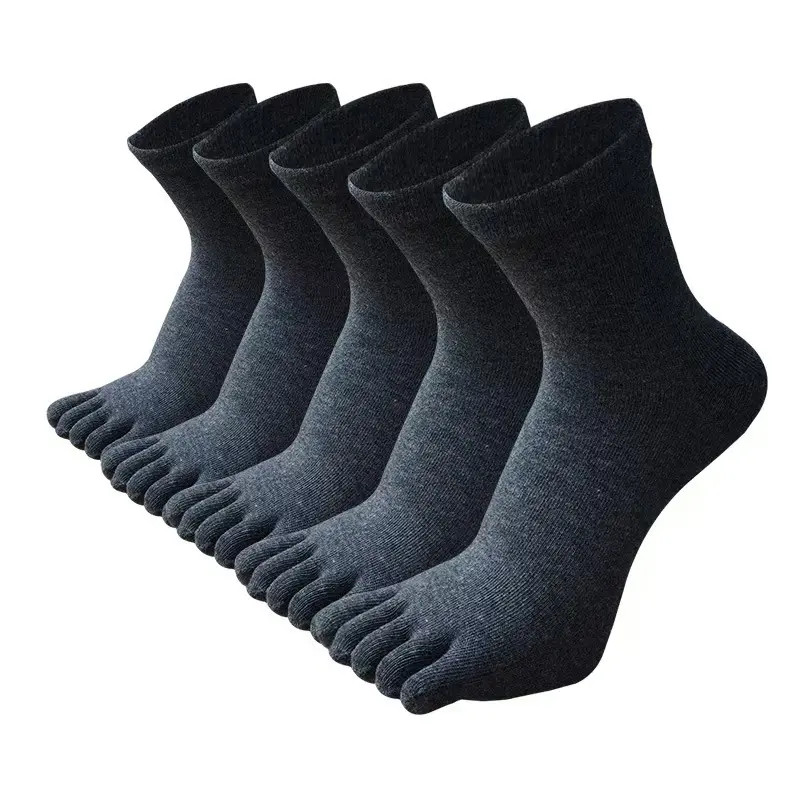 PHEFEE Men's Toe Socks - Breathable Cotton Blend Athletic Crew Socks for All Seasons