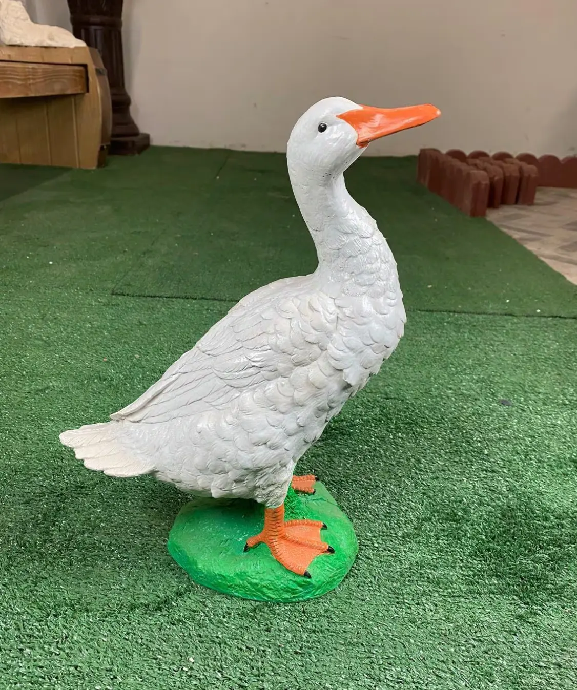 15" Solid ConcreteMix Goose Statue, Handmade American Dress up goose statue