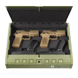 Large Biometric Gun Safe - Fingerprint Pistol Safes with Internal Light, Three Unlock Methods, and Emergency Power Supply, Gun Lock Box for Home, Nightstand, Bedside, and Car Use