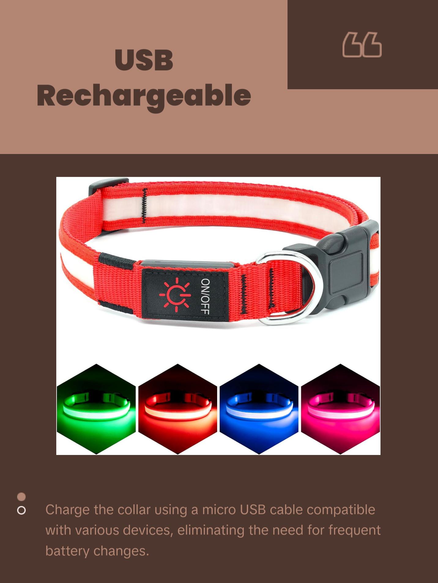 LED Dog Collar, Light up Dog Collar Adjustable USB Rechargeable Super Bright Safety Light Glowing Collars for Dogs LED Dog Collar, Light up Dog Collar Adjustable USB Rechargeable Super Bright Safety Light Glowing Collars for Dogs