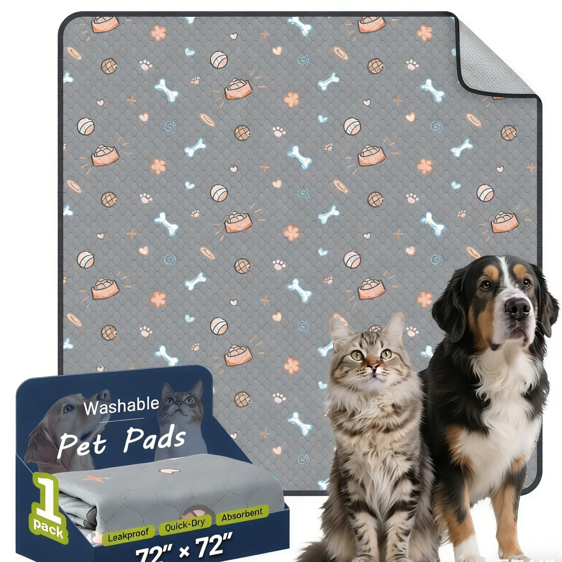 Reusable Absorbent Pet Mats - Waterproof, Non-Slip, Machine-Washable Floor Protectors That Absorbs Spills, Keeps Floors Dry for Dogs, Ideal for Crates, Potty Training