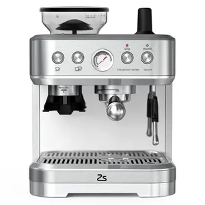 15 Bar Semi-Automatic Espresso Machine, All-in-One Coffee Maker with Built-in Grinder, Milk Frother & Steam Wand, Italian Pressure Pump, 2.5L Large Water Tank, Premium Stainless Steel Home Espresso Maker