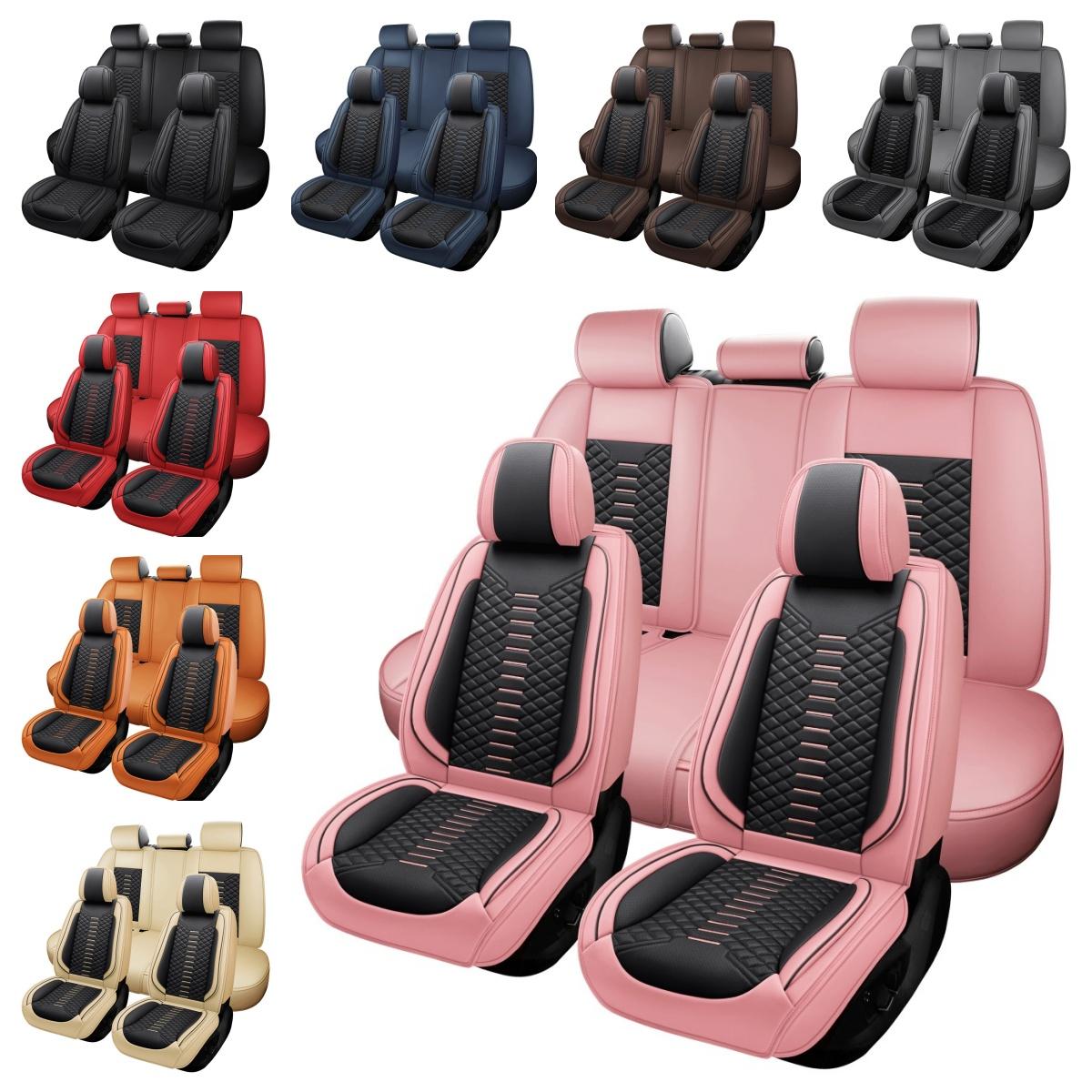 For Chevrolet Silverado GMC Sierra 1500/2500 HD/3500 HD Pickup Truck 2007-2025 Car Seat Covers, Soft Touch Premium Napa PU Leather Full Set Front Rear Seat Cushion Full Surround Design with Storage Bag, Breathable Non-Slip Waterproof Protector Pad Mat