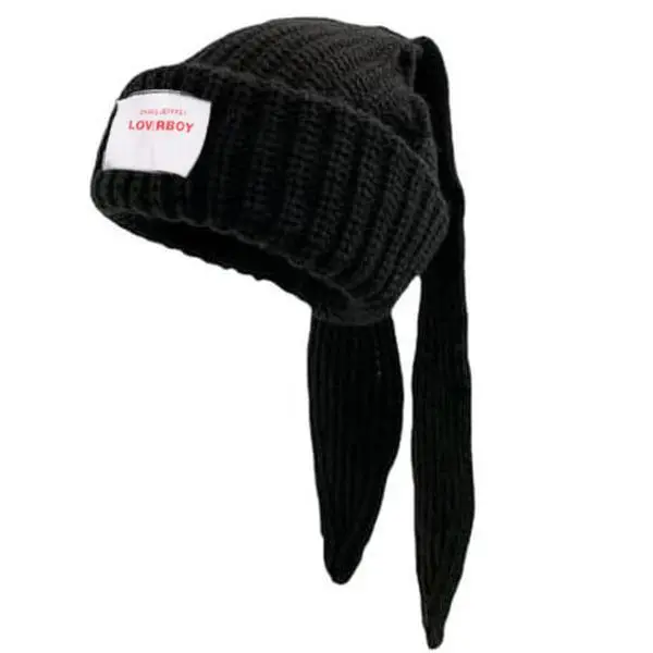 Bunny Ears Knitted Beanie Fitted Hat - Cozy Soft Knitted Cap, Ear-Covering, Keeps You Warm and Cuddly for Cold Fall-Winter Days (Unisex Sports & Outdoor Accessory)