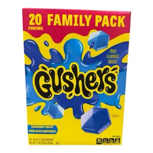 Gushers Blueberry Grape & Sour Blue Raspberry Fruit Flavor Snack- Family Pack 20 pouches