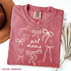 Comfort Colors Girl Mama T-shirt Coquette Girl Mama Tshirt Girl Mama Mothers Day Gift Tee For Mom Of Girls Coquette Bow Mama Tshirts