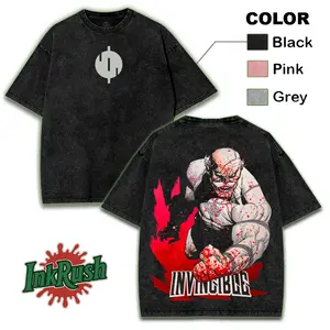 Invincible Conquest T-Shirt , Back and Front Print, Superhero Fans | Invincible ss4 Comics T-Shirt, TV Show Comics Washed T-shirt invincible war graphic tee Menswear streetwear lover