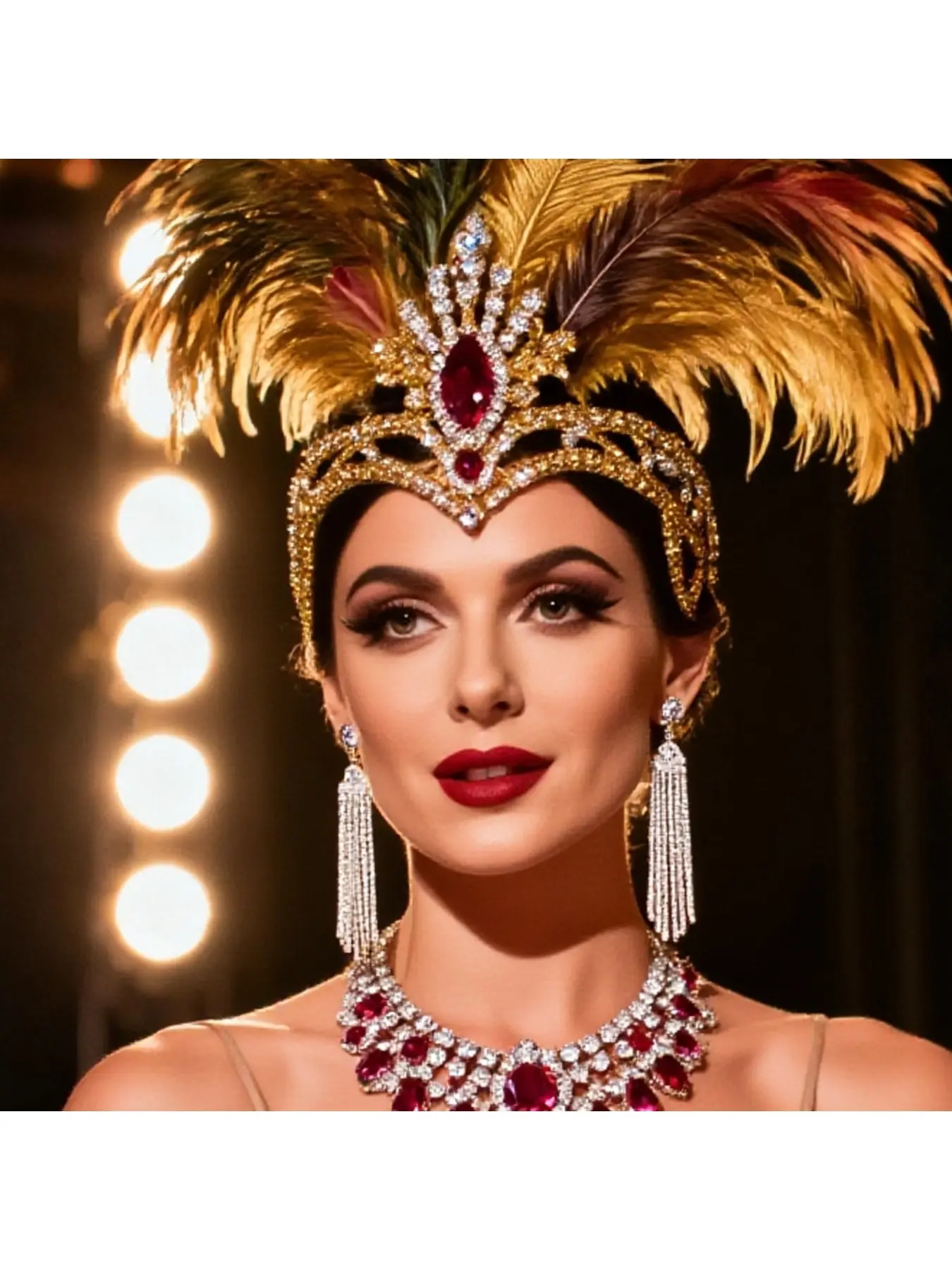 Cross-border new feather crown Tiaras exaggerated personality stage performance fashion queen catwalk party dance rhinestone headdress
