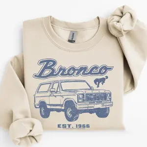 Bronco EST 1966 Sweatshirt, Classic Ford Bronco Graphic Crewneck, Vintage Off Road SUV Heritage Design, Streetwear, Casual Streetwear, Gift For Fans
