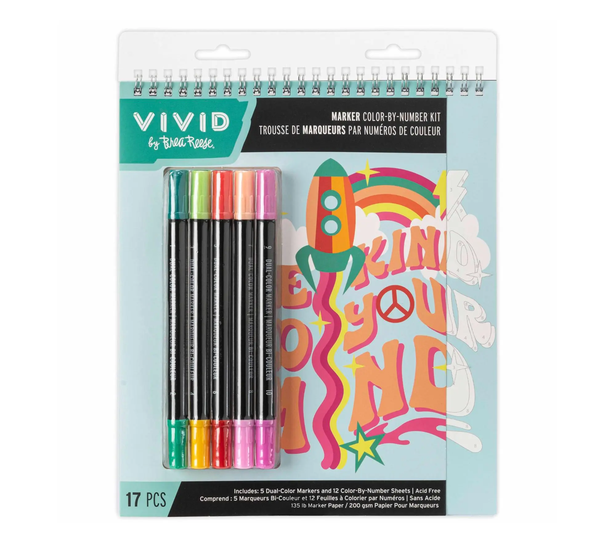 Vivid by Brea Reese Marker Good Vibes Color ByNumber Kit