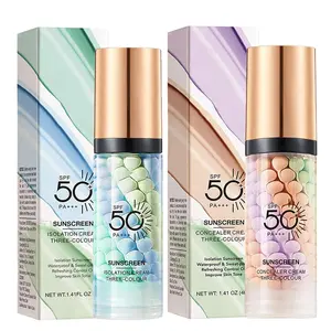 3 In 1Primer for Face Before Makeup,Sunscreen Isolation Cream, SPF 50, One Step Color Corrector Face Primer, Blurs Imperfections Oil Control & Moisturizing Skin Tone Correcting Cosmetic Moisturizer Hydrating Moisture