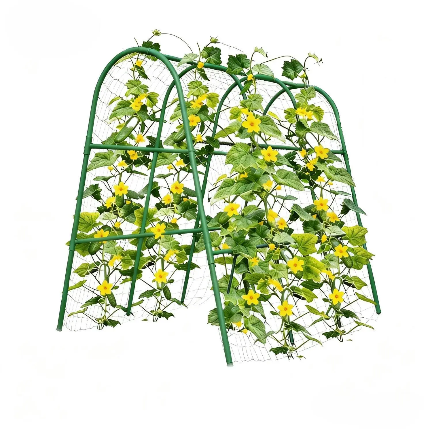 GAOMON Garden Arch Trellis - Garden Supplies for Outdoor Climbing Plants, 4x4 ft Metal Frame with Plastic Joints, Heavy Support for Raised Beds Cucumbers, Melons, Roses, Green, 4X4 Feet, Tool-Free