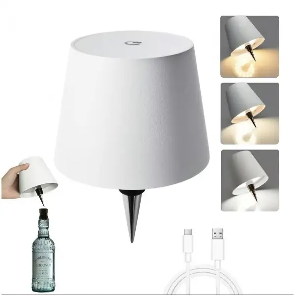 GZXIHTZ Eco-Friendly Cordless Bottle-Shaped Table Lamp - Compact LED Rechargeable Night Light, Customizable Wireless Colorful Night Light with USB Port, Included Cable, Stepless Dimming, 3 Color Temps for Bedroom, Table Lamps, Cordless Table Lamps