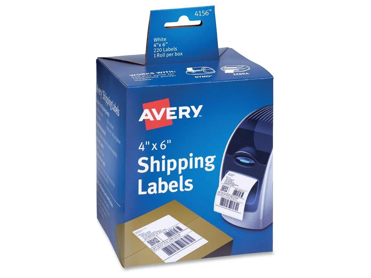 Avery 4156 Thermal Printer Labels, Shipping, 4 x 6, White, 220/Roll, 1 Roll/Box