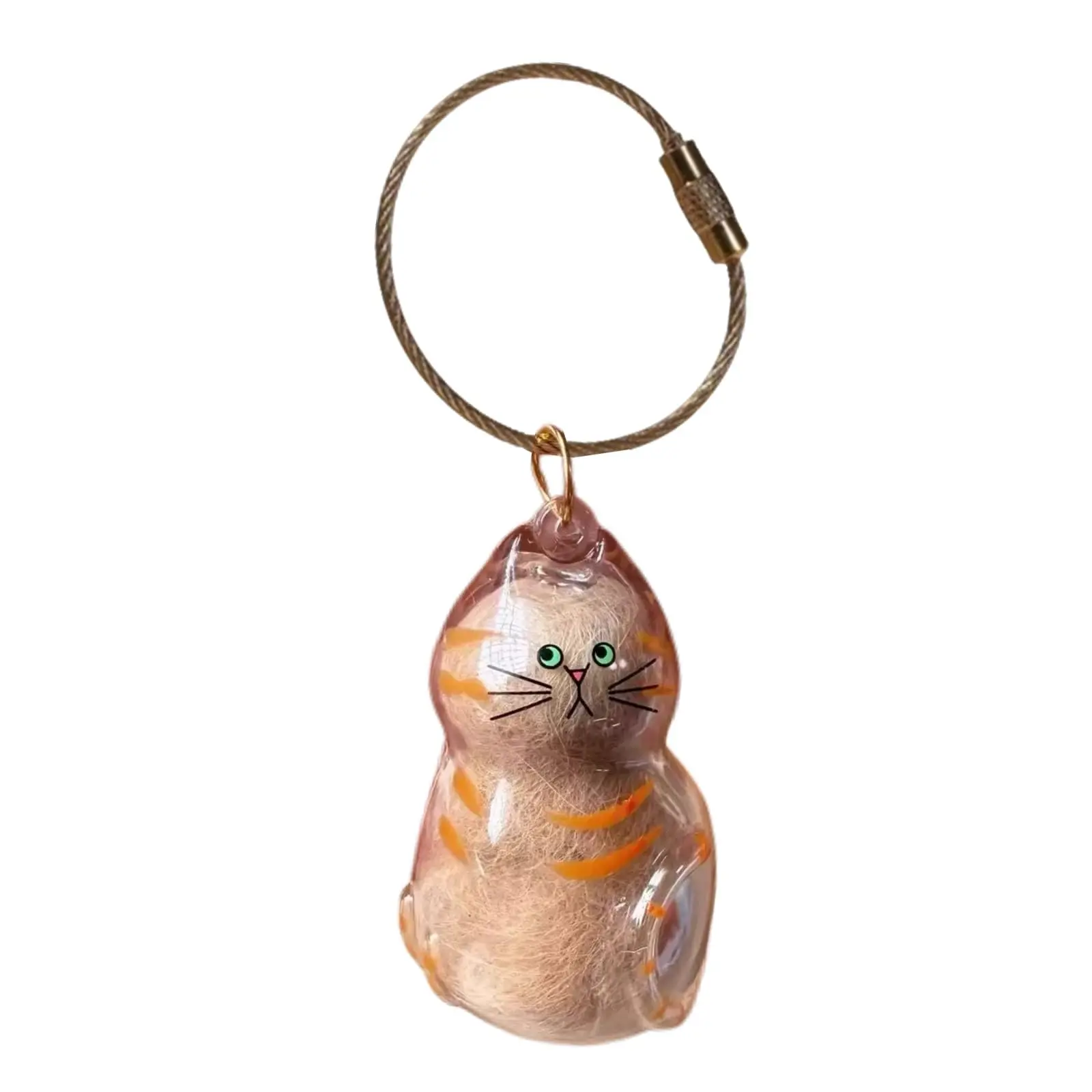 Translucent Orange Cat Fur Memory Keepsake Box - 2-in-1 DIY Fillable Multifunctional Pendant Keychain-Necklace Set with Exquisite Tools, High Emotional Value, 2 Optional Sitting and Gazing Designs, Keychain Decor, Pet Memorial Healing Gift