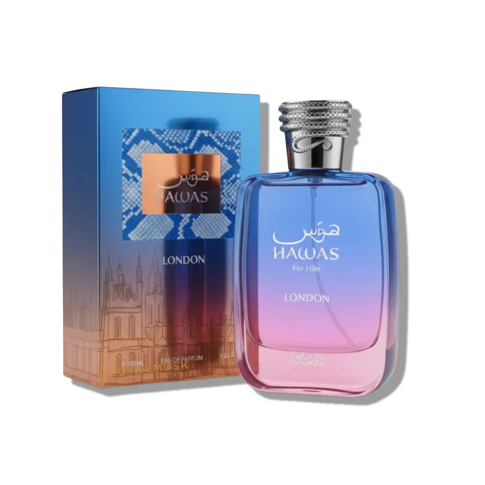 Rasasi | Hawas | London | Men's Fragrance | 100 ML 3.4 OZ | Eau De Parfum | Pink Pepper - Pear & Saffron