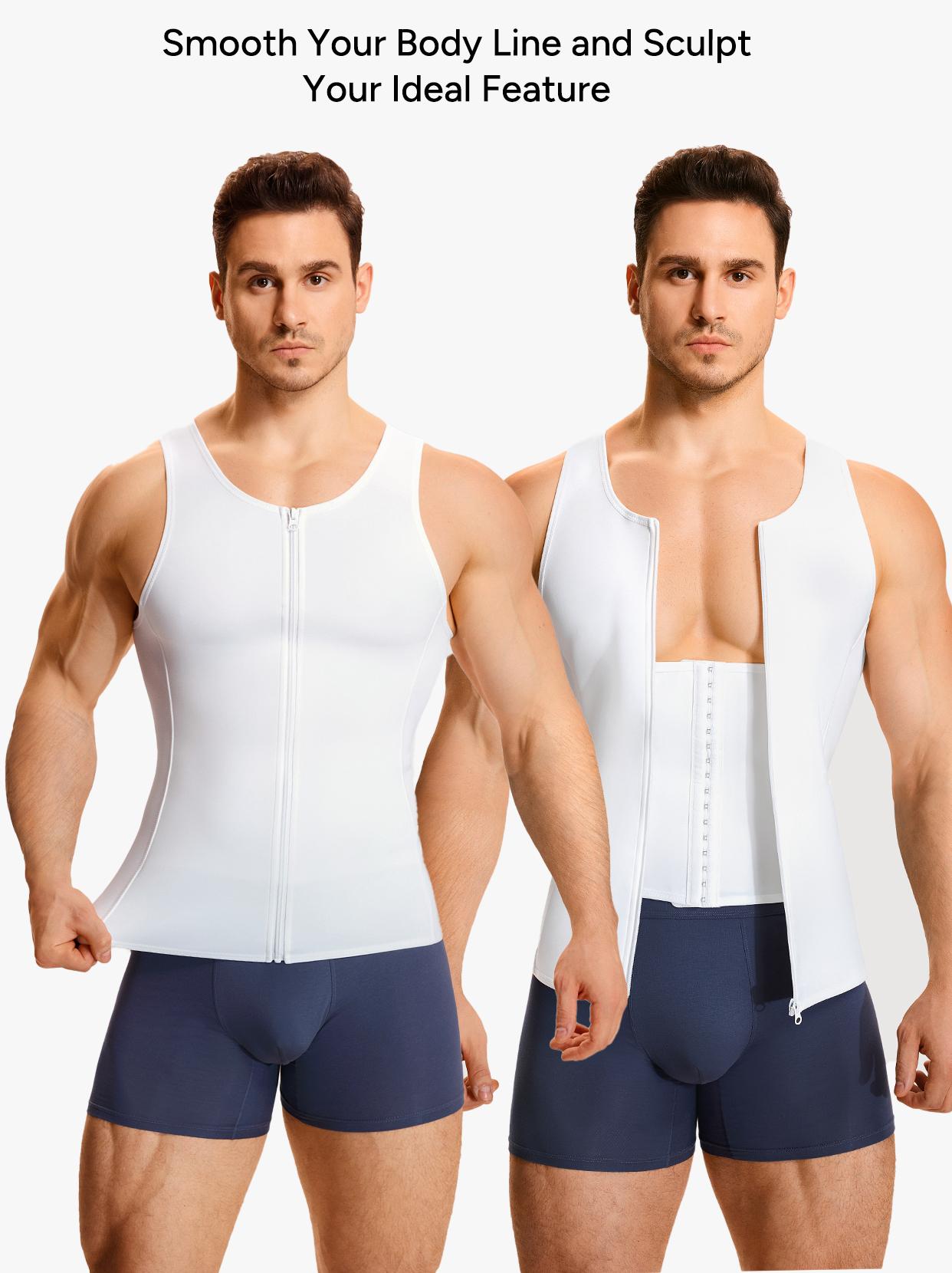 【LIVe-Only】Nebility Men's Waist Trainer Trimmer Compression Vest Steel Bone Support Outdoor Sport Exercise Athletic Shapewear Fitness Zipper 【LIVe-Only】Nebility Men's Waist Trainer Trimmer Compression Vest Steel Bone Support Outdoor Sport Exercise Athletic Shapewear Fitness Zipper