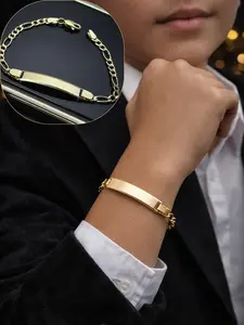Baby ID Bracelet 10K Yellow Gold - Birthday Anniversary Jewelry for Childrens 6" Inches