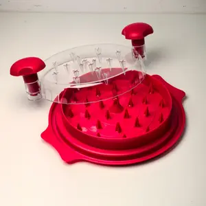 2026-Chicken Shredder Tool with Transparent Lid & Brush Kitchen Meat Utensils Machine Pork Pork(1pack\red)