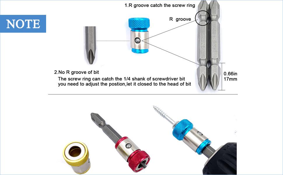 3/6 Pieces Magnetic Screw Ring With 2 Pieces Ph2 Screwdriver Bit Set,Magnetizer Screw Removable For 1/4 Inch/6.35mm Hex Screwdriver and Power Bits (MIX)
