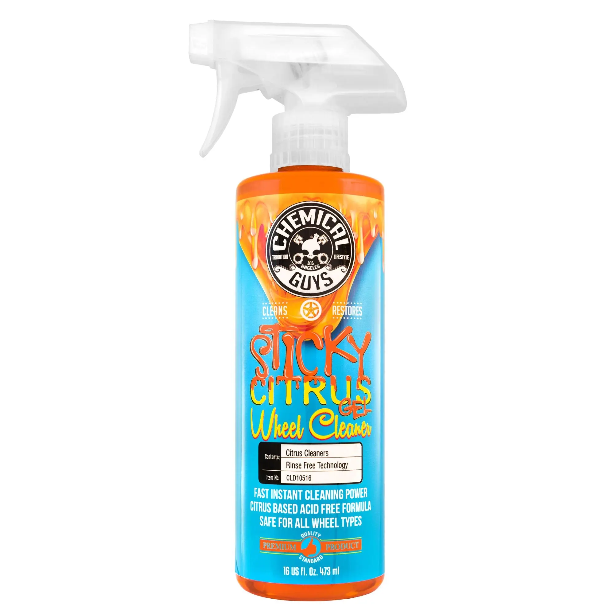 Chemical Guys Sticky Citrus Wheel Cleaner - Thick Clinging Gel Degreaser with Natural Citrus Extracts, Car Detailing Fluid for Removing Brake Dust, Road Grime, Oil from Wheels & Car Tires, Safe for Chrome, Painted, Powder-Coated Custom Rims