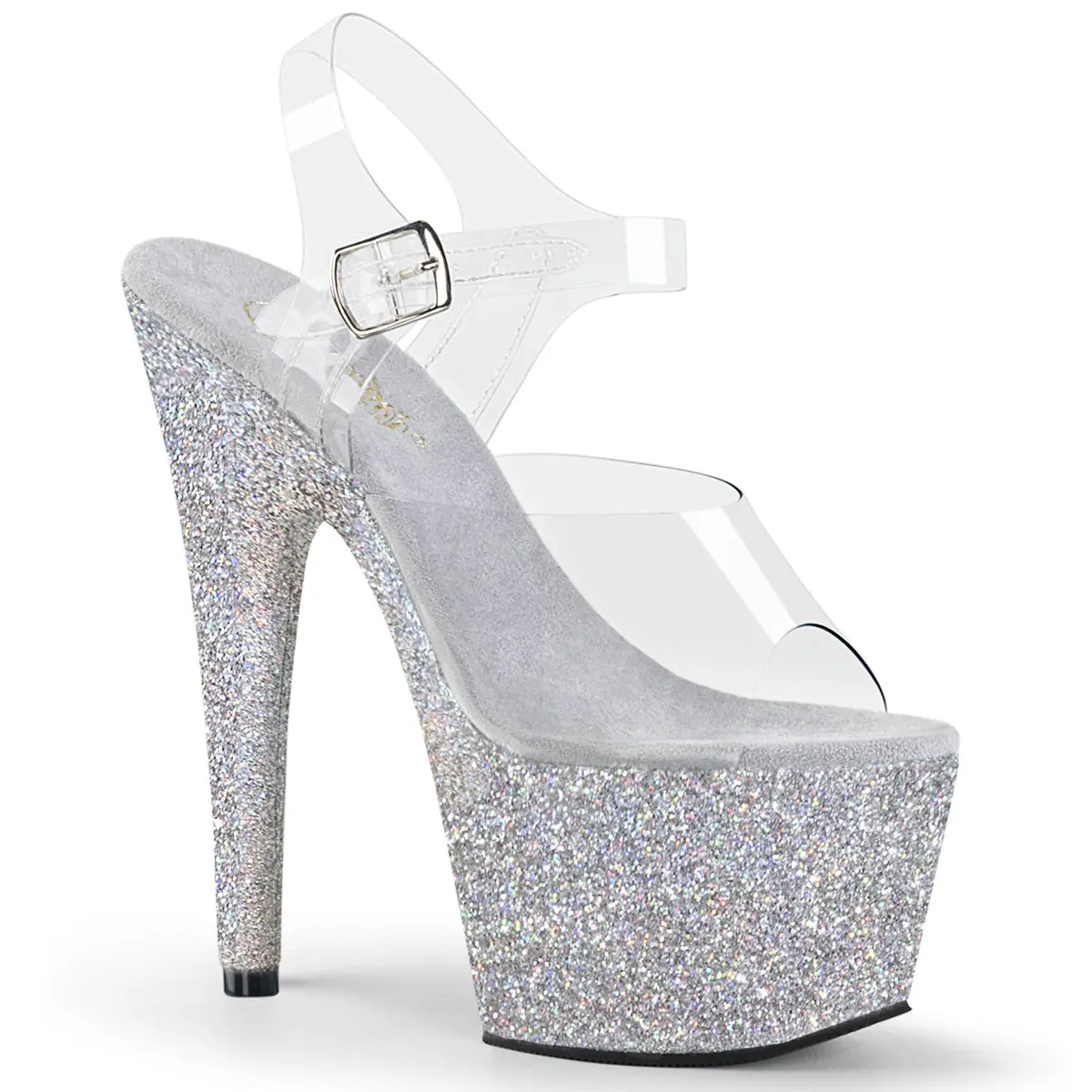 Pleaser Adore-708HMG Women's Classy Elegant High Heel Sandal - Glitter Finish, Platform Height Design, Stylish Heel Shoe