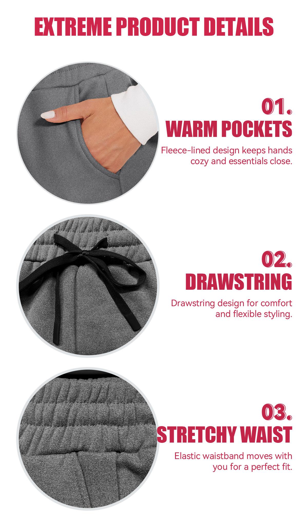 SHOWITTY Womens Fleece Lined Sweatpants – Wide Leg Thermal Lounge Pants with Pockets, Warm Winter Baggy Straight Leg Style