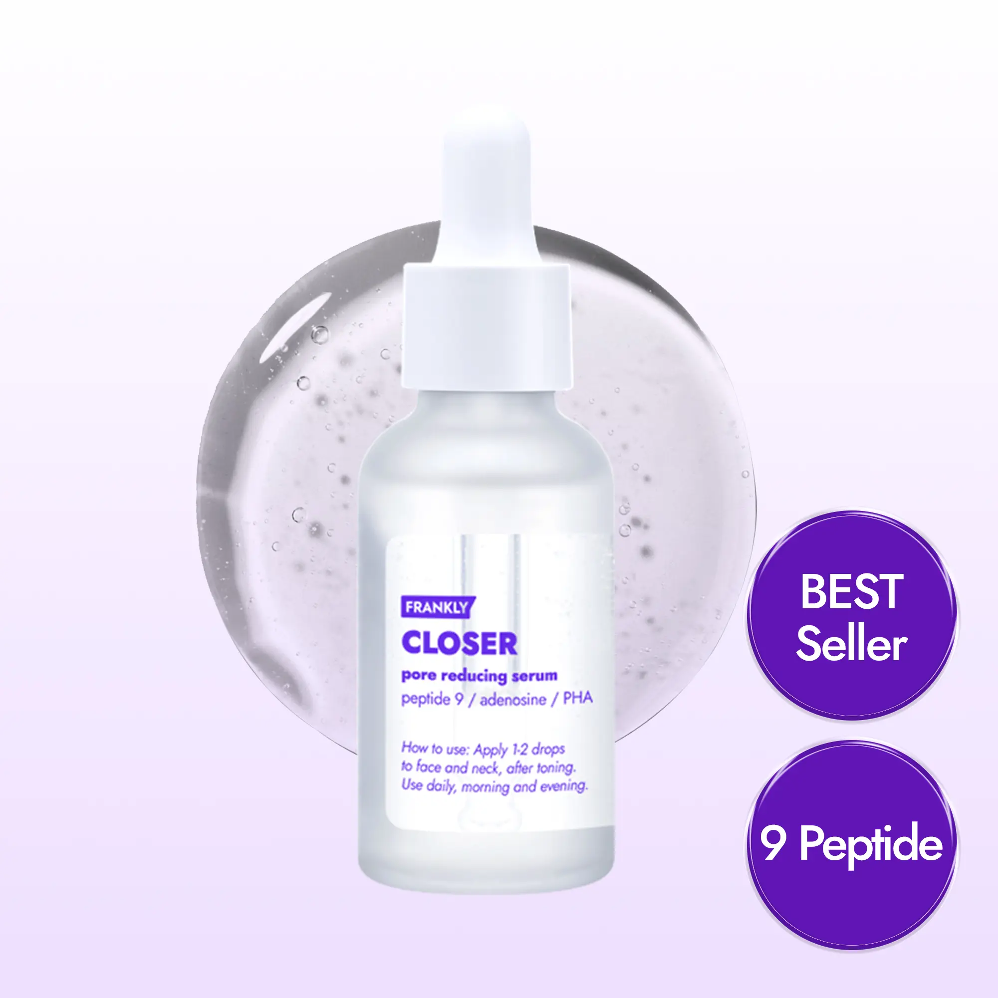[FRANKLY] Closer Serum | Korean Pore Minimizer | 9 peptides, Vegan Collagen, Adenosine, PHA for Glass Skin,  Anti-Aging, Hydration, Improving Elasticity, Korean Skincare summervibes