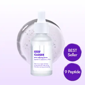[FRANKLY] Closer Serum | Korean Pore Minimizer | 9 peptides, Vegan Collagen, Adenosine, PHA for Glass Skin,  Anti-Aging, Hydration, Improving Elasticity, Korean Skincare