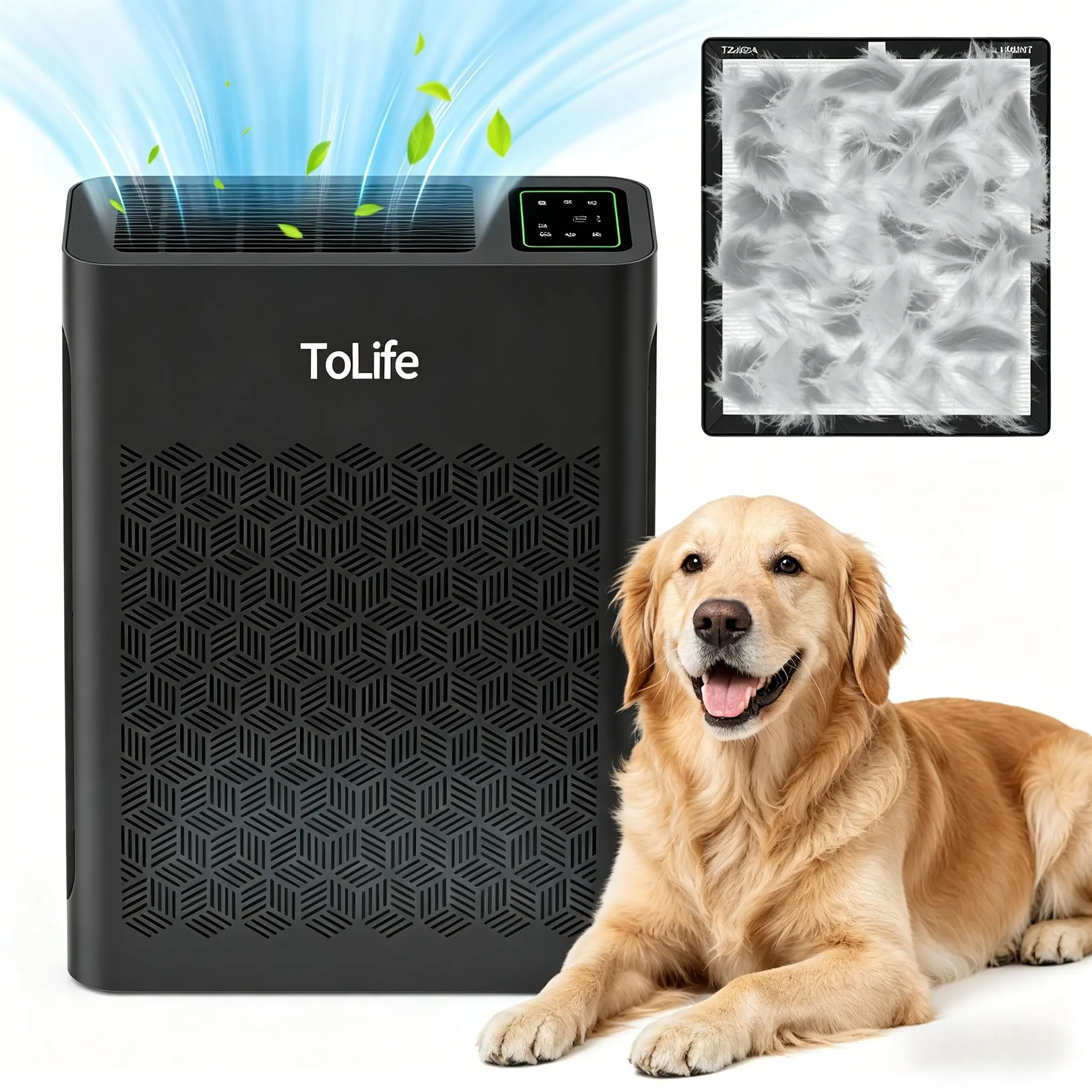 ToLife K2 Air Purifier – HEPA Power for 1095 Ft² Rooms | Auto Mode, PM2.5 Display & Timer | Fights Smoke, Pollen & Allergens