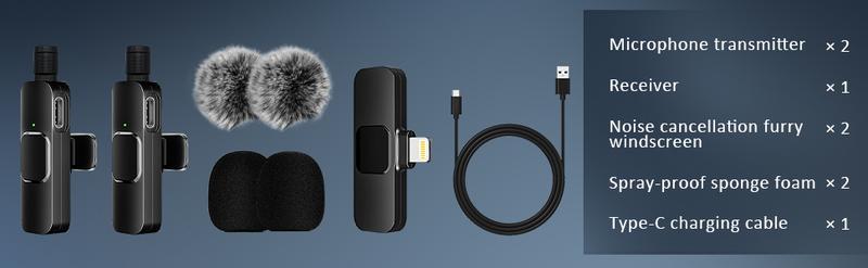 Wireless Lapel Microphone Noise Reduction for iPhone Android Plug-And-Play Professional Recording Phone Mic for Live Streaming Shorts Videos Tiktok Youtube Vlog Interview Online Classes,USB Rechargeable Wireless Microphone, Audio Devices