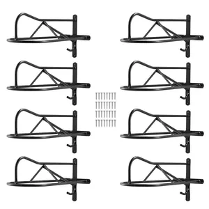 【FathersDayGift】VEVOR Wall Mount Saddle Rack, 27.3 x 16.3 x 12.5 in, 8 Packs Horse Saddle Rack with Pad Bar, Portable Saddle Stand for English & Western Saddle, Horse Tack Storage for Equestrian Garden, Black