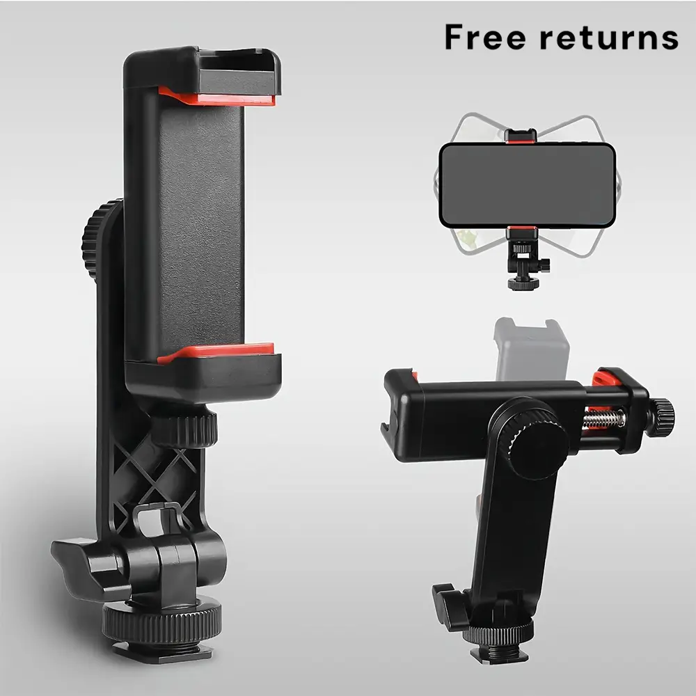 Camera Hot Shoe Phone Holder Flexible Phone Tripod Mount Adapter w Double Cold Shoe Mount for Microphone LED Light, DJI Ronin SC iPhone Samsung#SummerWins#BackToSchoolDeal
