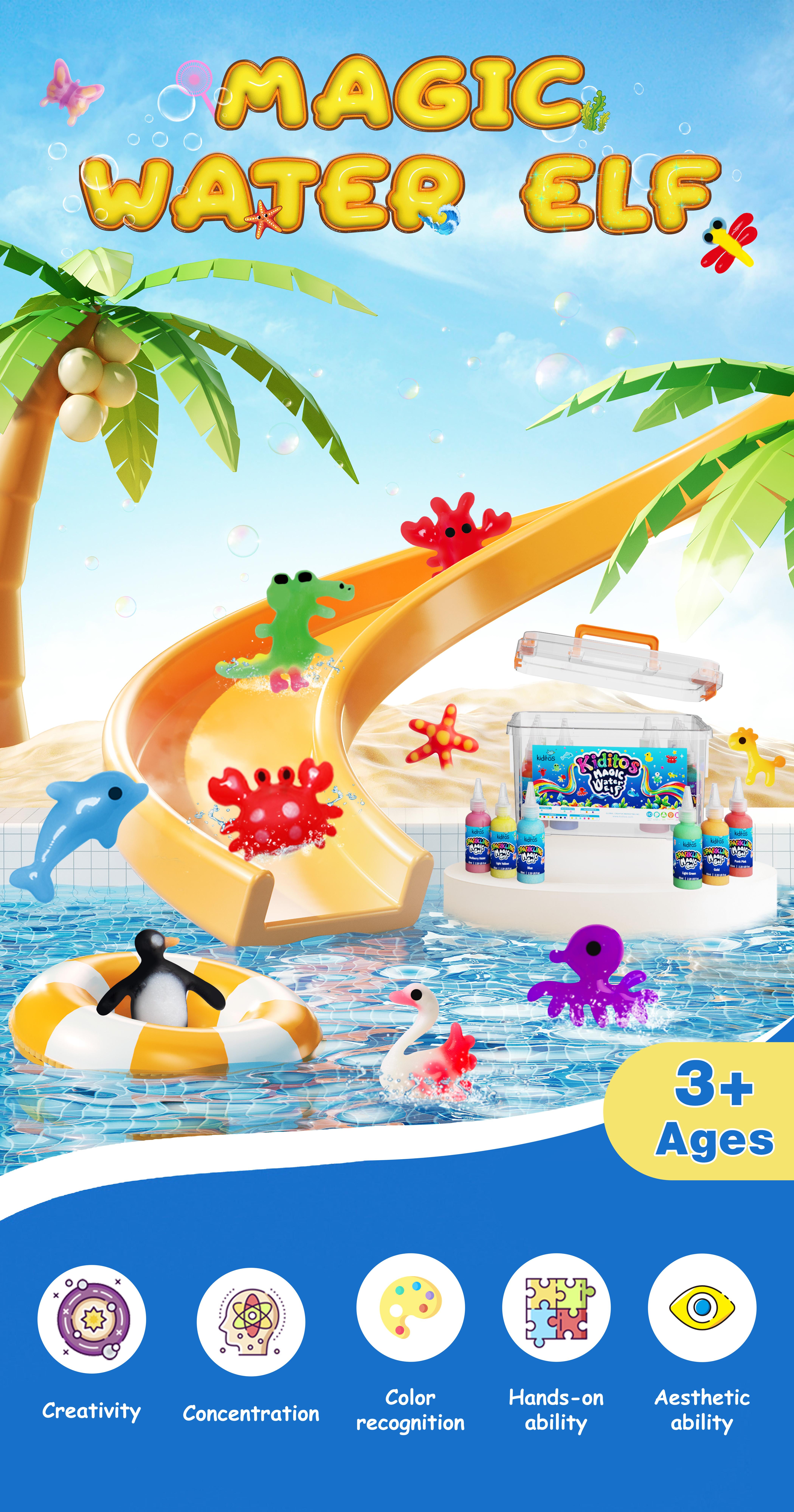 Kiditos  Magic Water Elf Toy Kit with Magic Gels, Molds - Imaginative Play, Christmas Gifts, Birthday Gifts, Party Favors, and Family-Friendly DIY STEM Projects