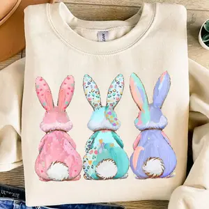 Brushstroke Rabbit Easter Sweatshirt, Colorful Eater Chinoiserie Bunny, Easter Shirt, Chinoiserie easter  Grand Millennial easter  bunny