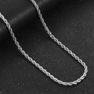Fashion 925  Silver Plated Rope Chain Twist Necklace Dainty Durable Twist Rope Necklace Jewelry Luxury Braided Rope Chain Necklace Temperament Wedding Engagement Jewelry 19.68/23.62 Inches