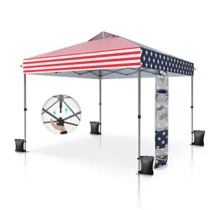 [One-Button Push] PHIVILLA 10x10ft Pop Up Canopy – One-Person Instant Setup Gazebo with Vented Roof & Side Storage Pocket for Backyard, Beach, Camping & Events