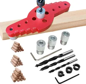 42Pcs Self Centering Dowel Jig Kit, 2-in-1 Vertical Pocket Hole Drilling Jig, Wood Dowel Drill Guide Drilling Punching Hole Locator, Woodworking Dowelling Jig Self Centering Punch Locator fathersdaygift