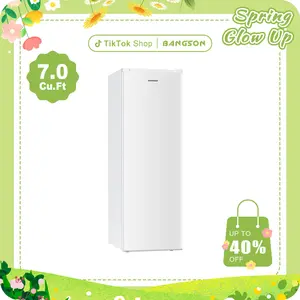 BANGSON 7.0 Cu.Ft Upright Freezer, Single Door Refrigerator/Freezer, Reversible door, 3-Level Temperature Control, Energy-Efficient & Quiet, For Kitchen/Office/Apartment, White & Silver